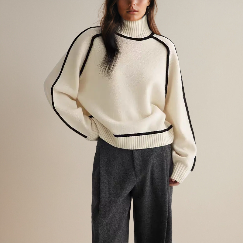 Kashmirtröja | Hög hals | Loose Fit | Turtleneck-tröja | Damstickat-Eva Jonsson