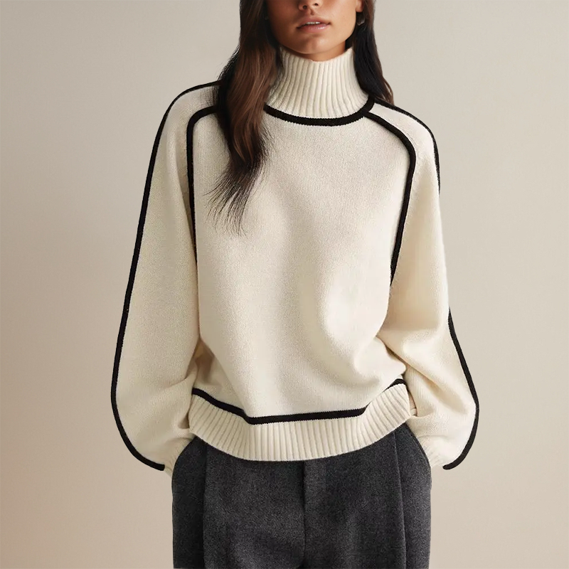 Kashmirtröja | Hög hals | Loose Fit | Turtleneck-tröja | Damstickat-Eva Jonsson