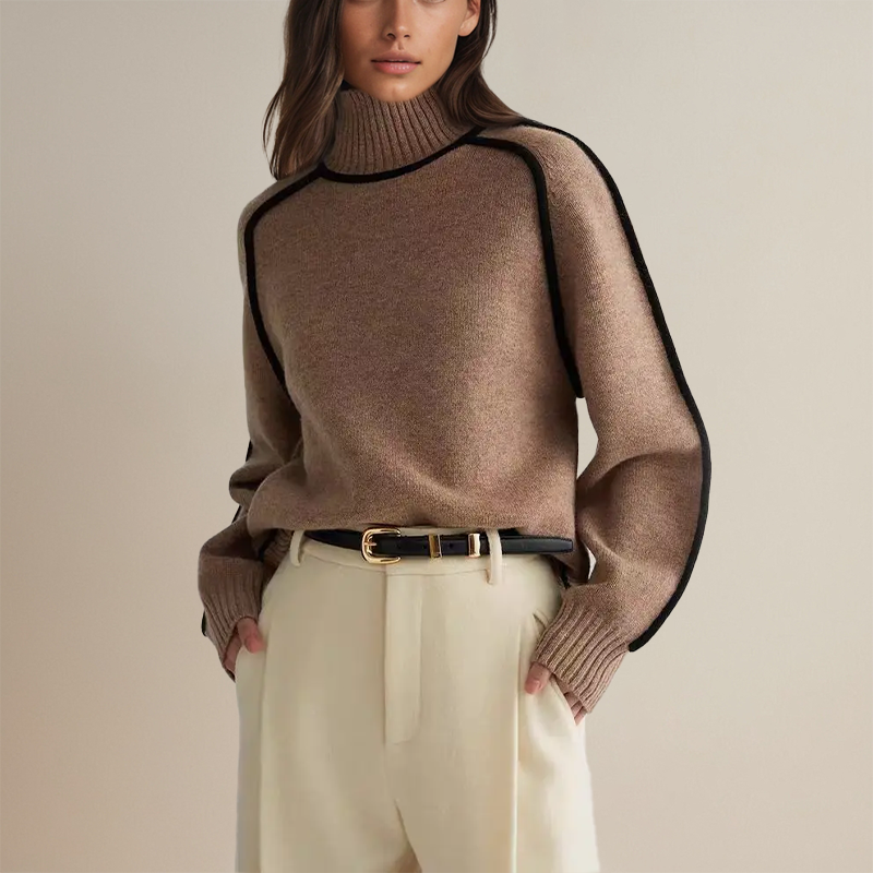 Kashmirtröja | Hög hals | Loose Fit | Turtleneck-tröja | Damstickat-Eva Jonsson