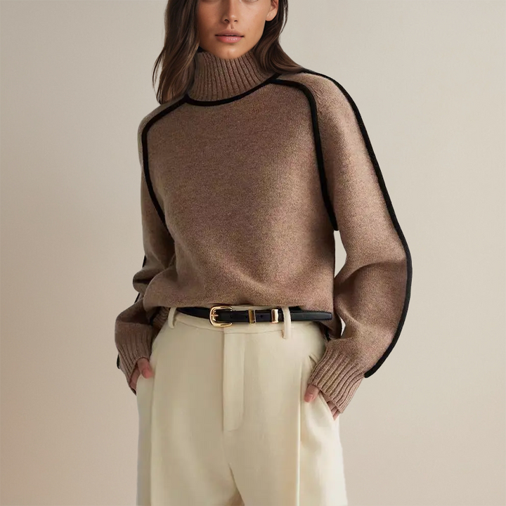 Kashmirtröja | Hög hals | Loose Fit | Turtleneck-tröja | Damstickat-Eva Jonsson