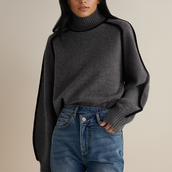 Kashmirtröja | Hög hals | Loose Fit | Turtleneck-tröja | Damstickat-Eva Jonsson