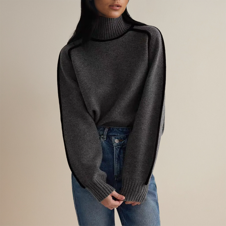 Kashmirtröja | Hög hals | Loose Fit | Turtleneck-tröja | Damstickat-Eva Jonsson