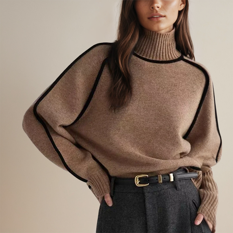 Kashmirtröja | Hög hals | Loose Fit | Turtleneck-tröja | Damstickat-Eva Jonsson
