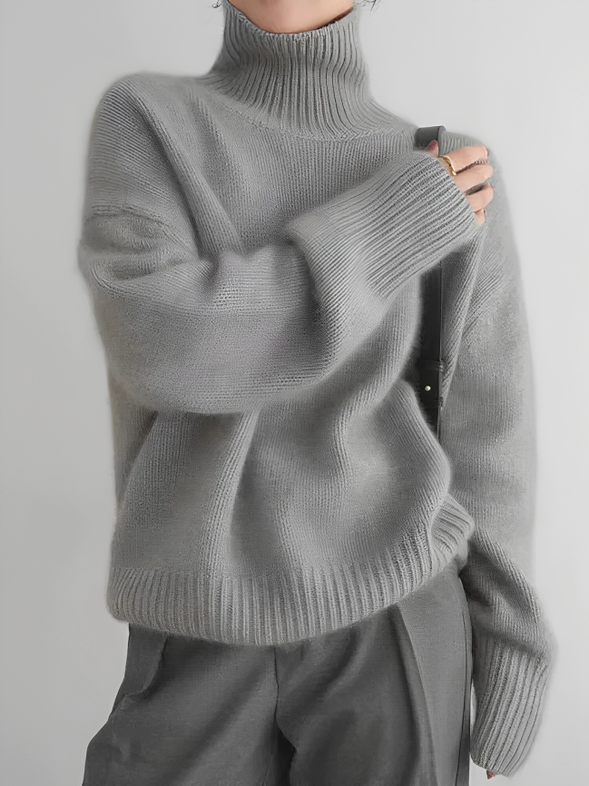 Kashmirtröja - Turtleneck - Oversized - Stickad tröja - Damstickat-Eva Jonsson