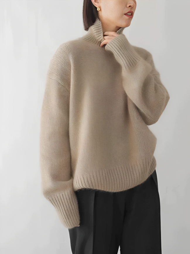Kashmirtröja - Turtleneck - Oversized - Stickad tröja - Damstickat-Eva Jonsson