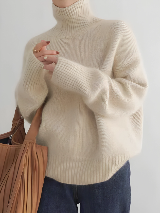 Kashmirtröja - Turtleneck - Oversized - Stickad tröja - Damstickat-Eva Jonsson