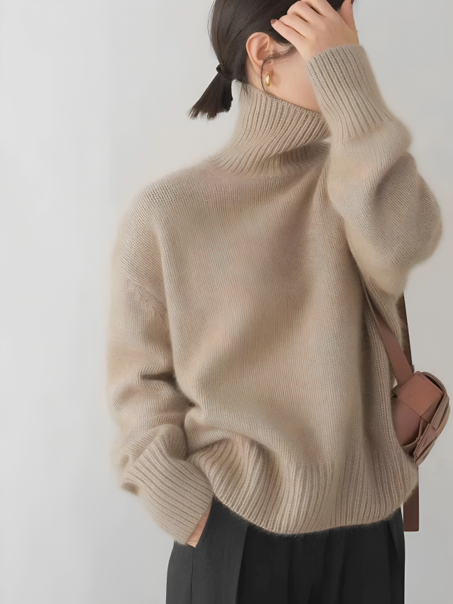 Kashmirtröja - Turtleneck - Oversized - Stickad tröja - Damstickat-Eva Jonsson