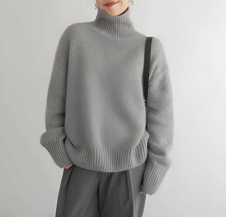 Kashmirtröja - Turtleneck - Oversized - Stickad tröja - Damstickat-Eva Jonsson