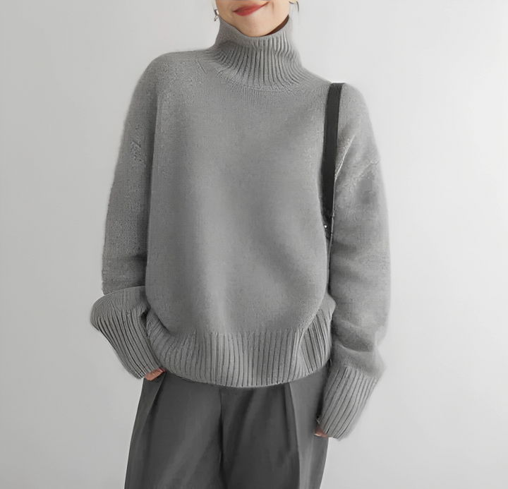 Kashmirtröja - Turtleneck - Oversized - Stickad tröja - Damstickat-Eva Jonsson