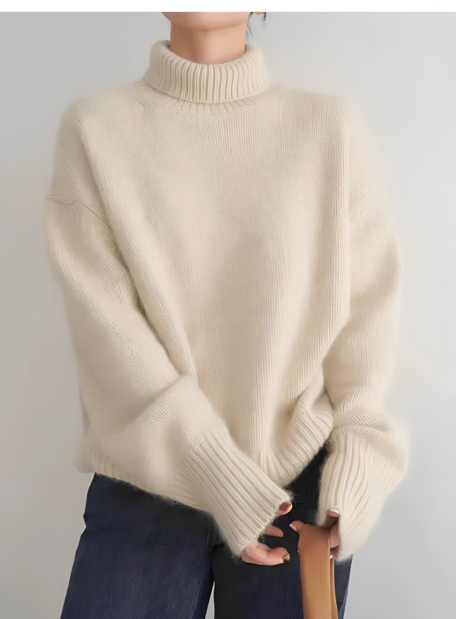 Kashmirtröja - Turtleneck - Oversized - Stickad tröja - Damstickat-Eva Jonsson