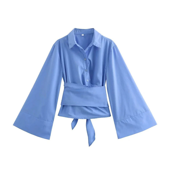 Kimono-blus | Långärmad | Knäppt | Omslagstopp | Damskjorta-Eva Jonsson