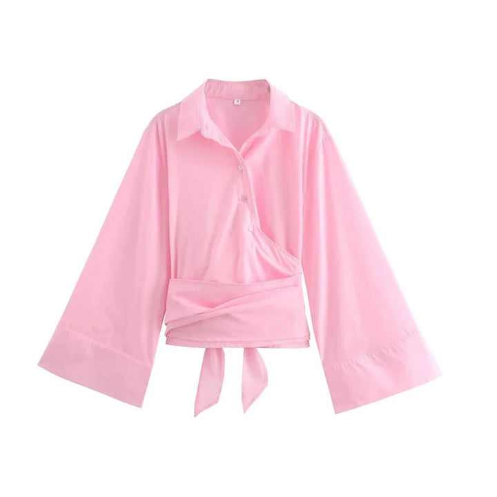 Kimono-blus | Långärmad | Knäppt | Omslagstopp | Damskjorta-Eva Jonsson