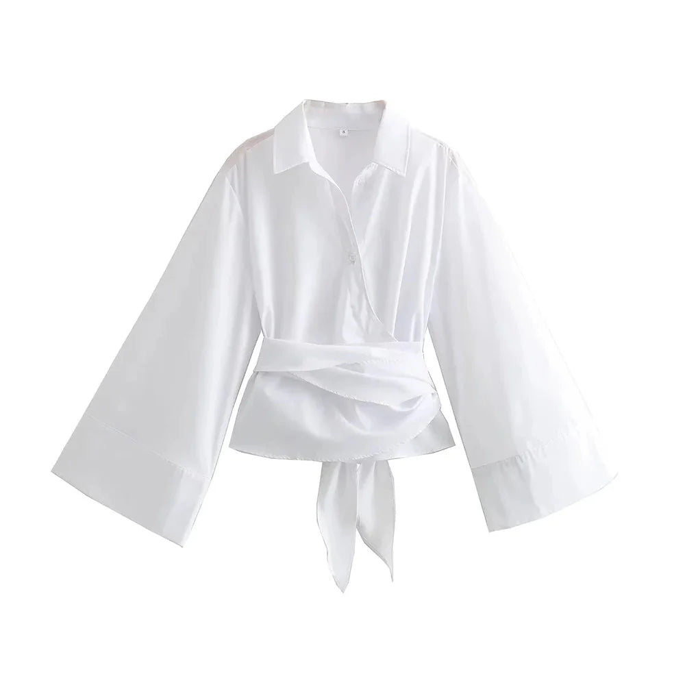 Kimono-blus | Långärmad | Knäppt | Omslagstopp | Damskjorta-Eva Jonsson