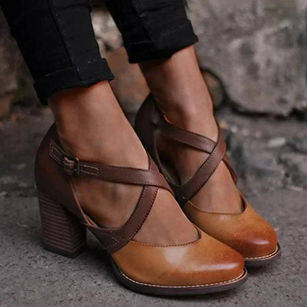 Klackar - Stängd tå - Blockklack - Lädersandaler - Sandaler för kvinnor-Eva Jonsson