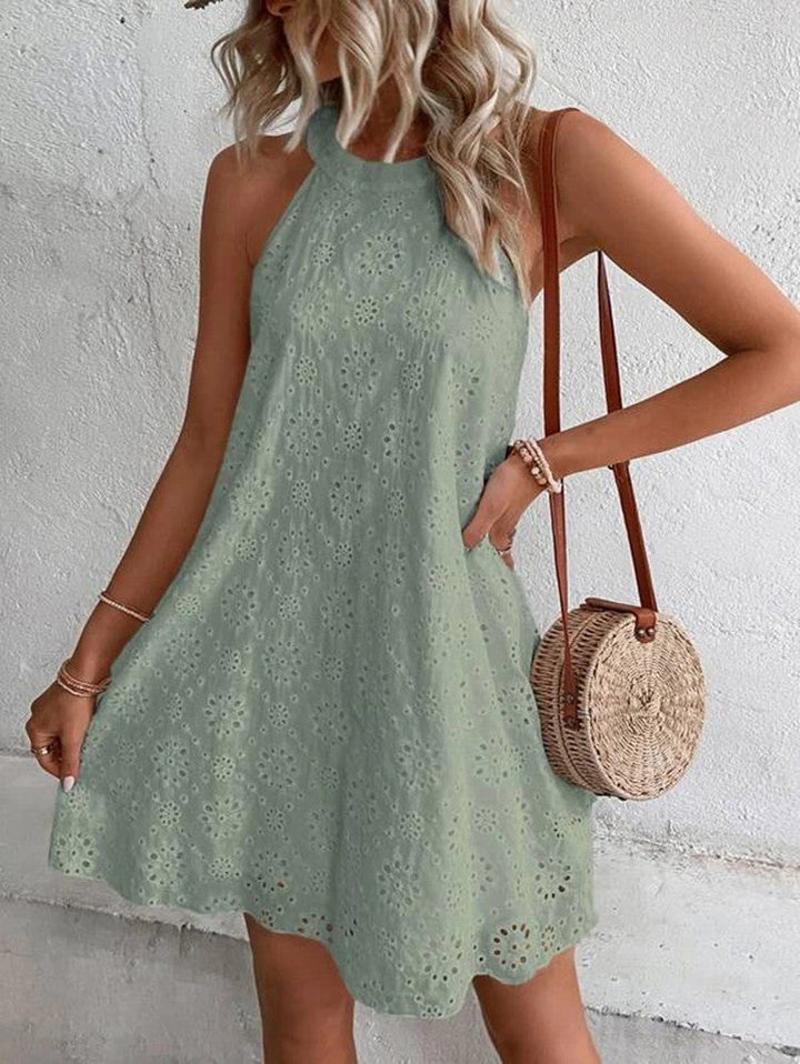 Klänning med halterneck - Ögonlapp - Chic - Miniklänning - Sommarklänning-Eva Jonsson