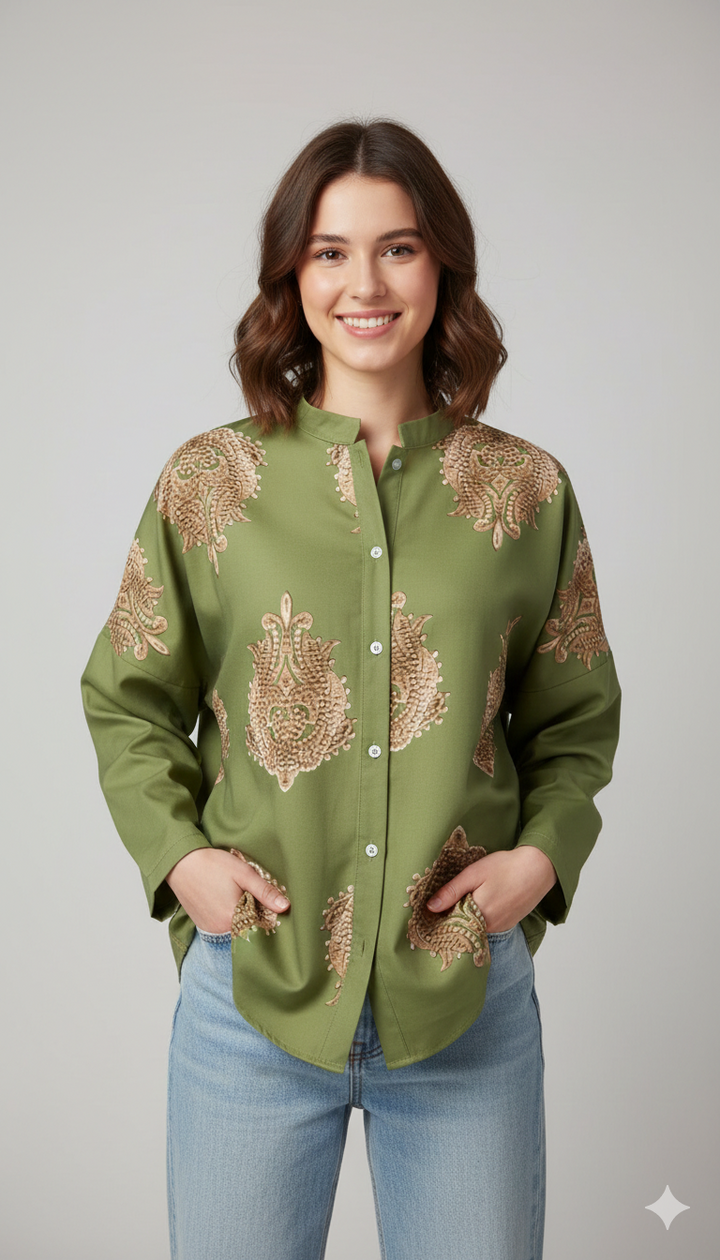 Knäppblus - Oversized - Långärmad - Bohoblus - Sommartoppar för kvinnor-Eva Jonsson