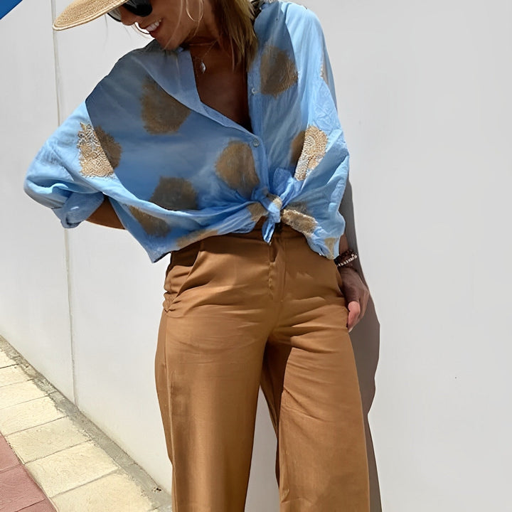 Knäppblus - Oversized - Långärmad - Bohoblus - Sommartoppar för kvinnor-Eva Jonsson