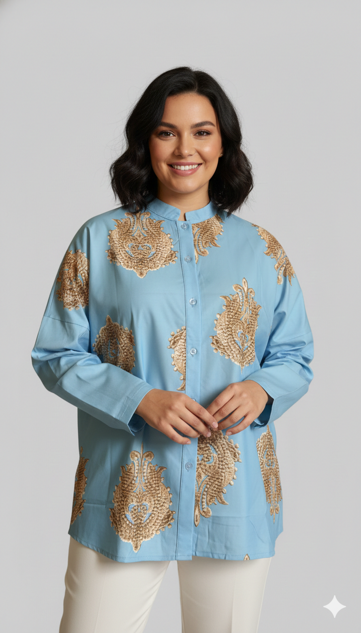 Knäppblus - Oversized - Långärmad - Bohoblus - Sommartoppar för kvinnor-Eva Jonsson
