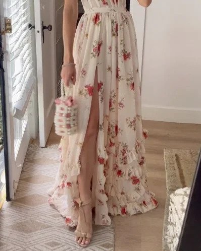 Korsettklänning | Slits | Blommig | Sommarklänning | Maxi Sundress-Eva Jonsson