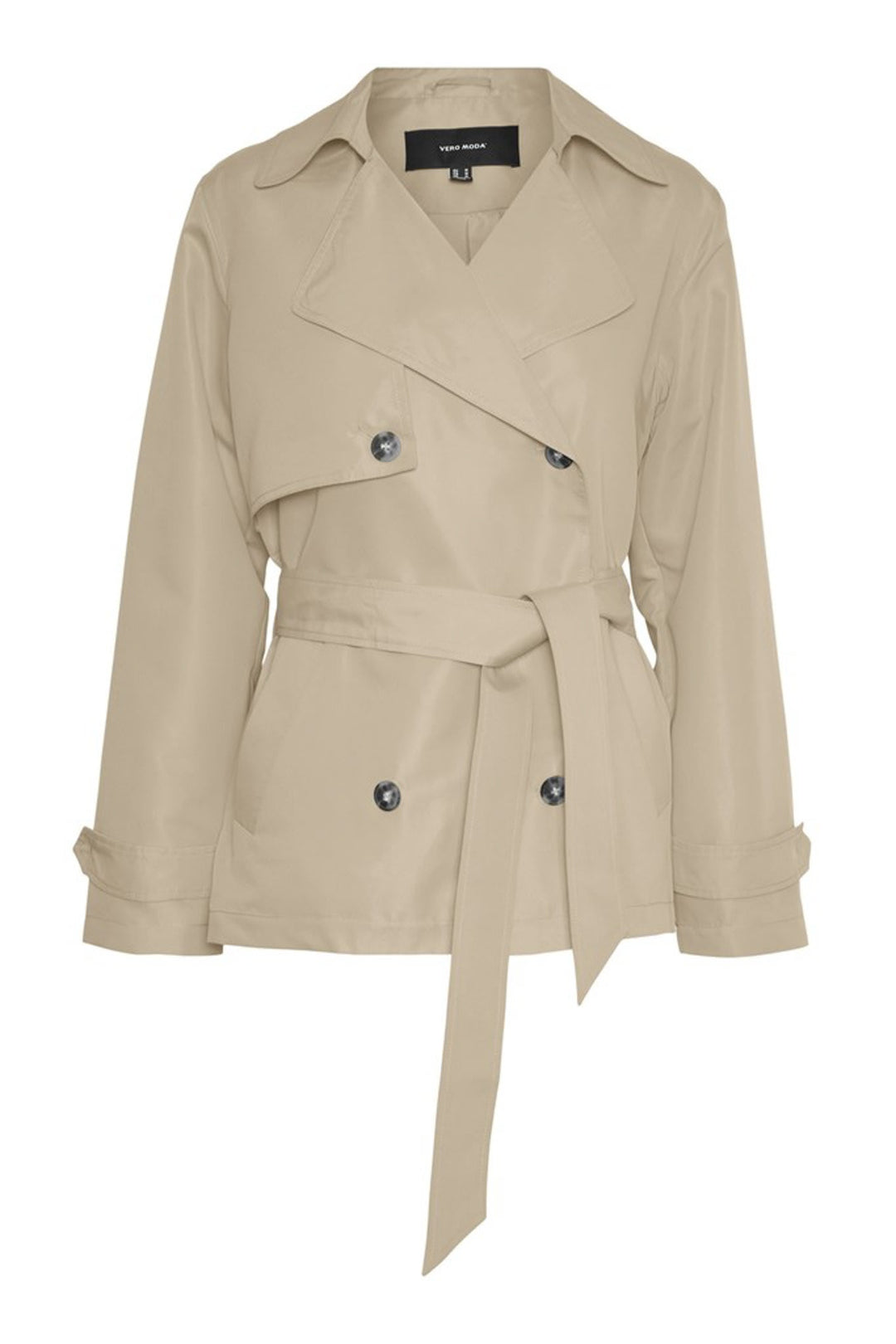 Kort Trench Coat - Bälte - Dubbelknäppt - Beige Trench Coat - Trench Coat Dam-Eva Jonsson