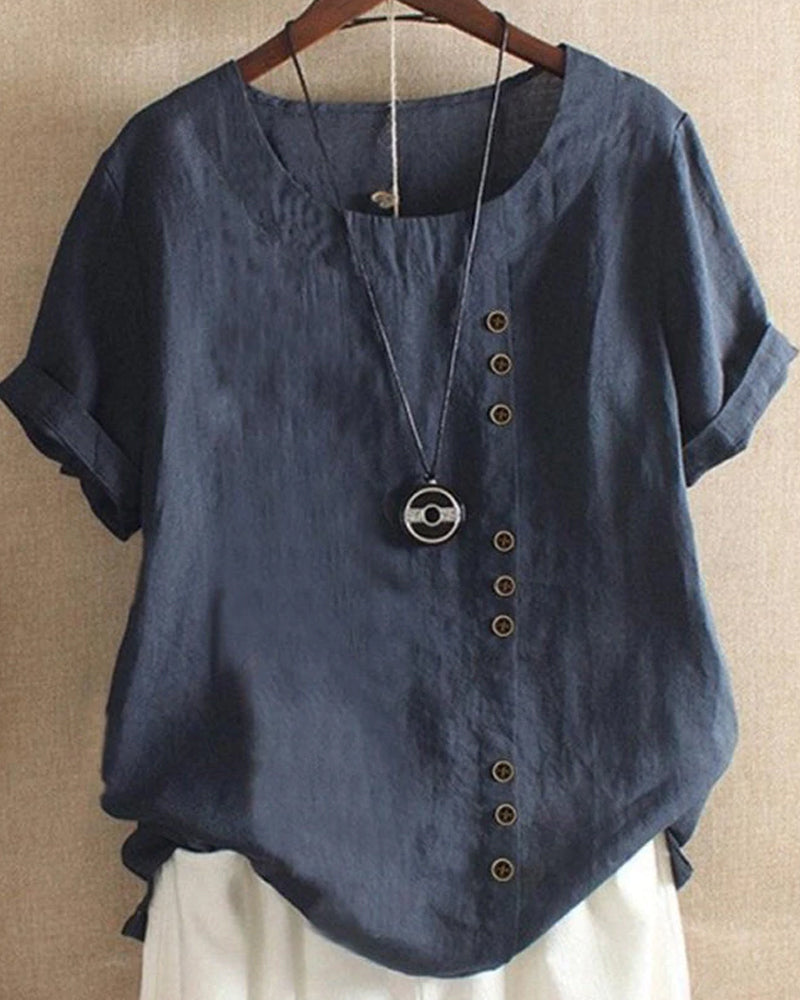 Kortärmad blus - Löst sittande - Lättvikt - Kortärmad topp - Damkläder-Eva Jonsson