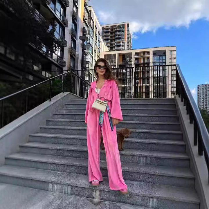 Kvinna Casual Jogging Dräkt Set med Lös Passform Topp och Bekväma Byxor-Eva Jonsson