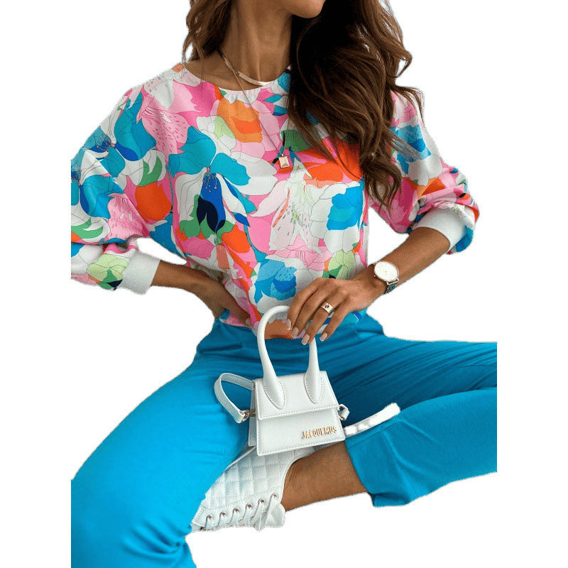 Kvinna Floral Print Fritid Sweatshirt Eva Jonsson-Eva Jonsson