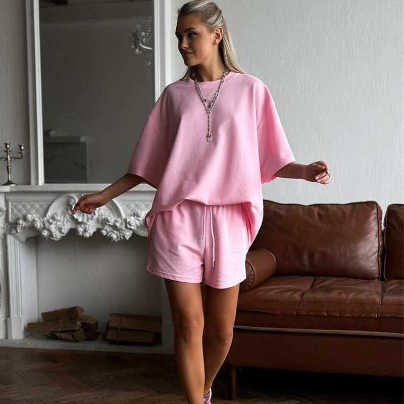 Kvinna Lätt Tvådelad Set bestående av oversized T-Shirt och Shorts Mirla-Eva Jonsson