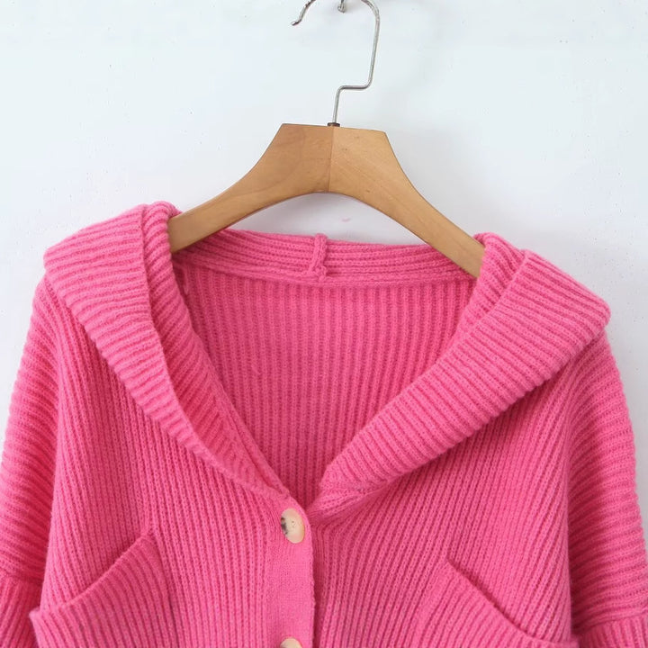 Kvinna Mysig Cardigan med Huva och Knäppning Mirla-Eva Jonsson