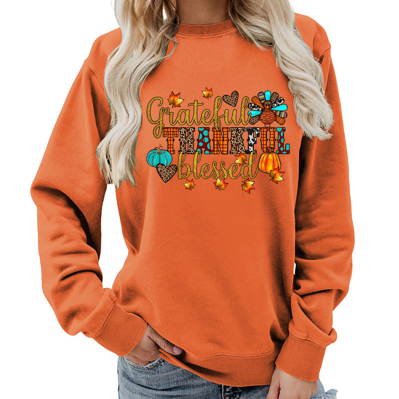 Kvinna sweatshirt med höst tack motiv Mirla-Eva Jonsson