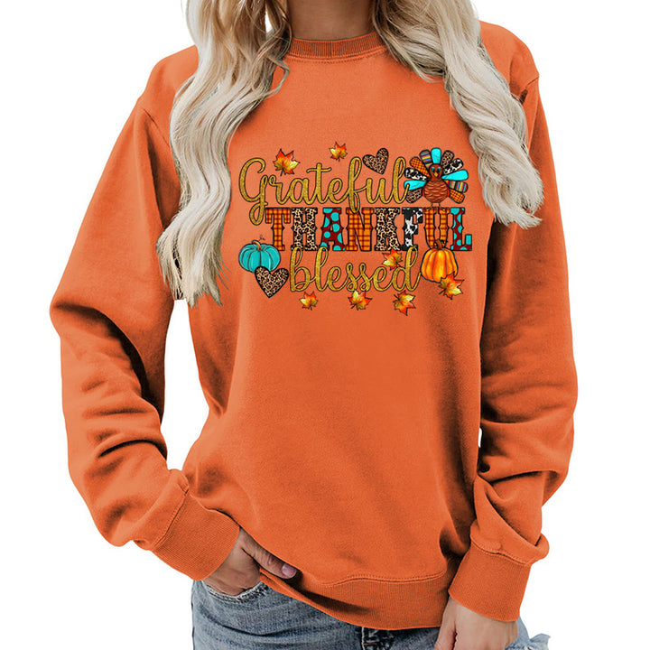 Kvinna sweatshirt med höst tack motiv Mirla-Eva Jonsson
