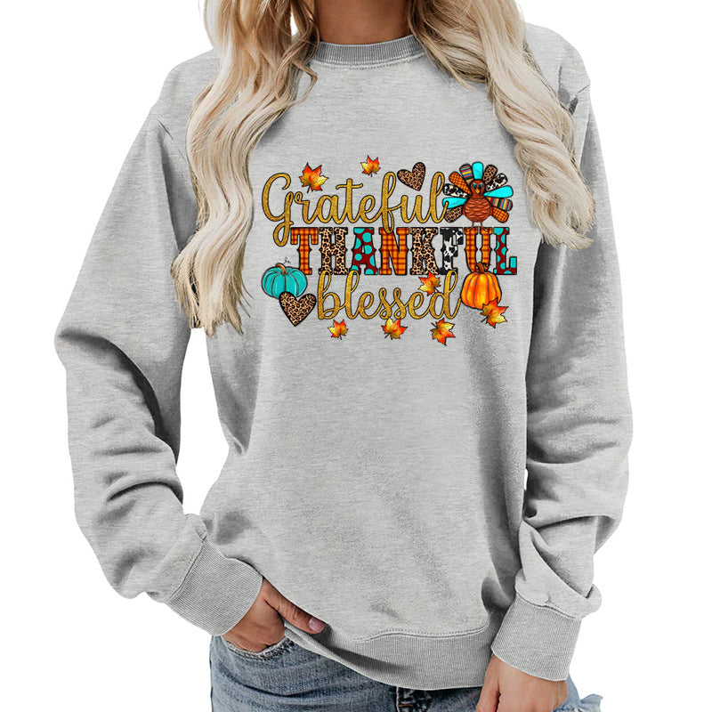 Kvinna sweatshirt med höst tack motiv Mirla-Eva Jonsson