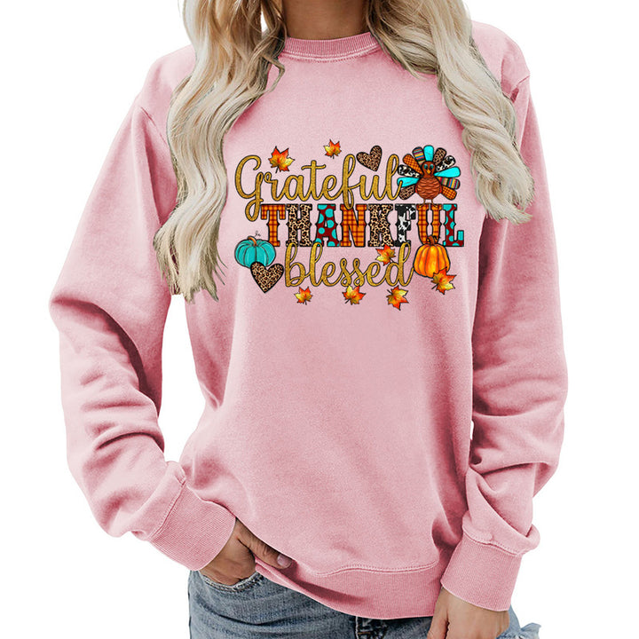 Kvinna sweatshirt med höst tack motiv Mirla-Eva Jonsson
