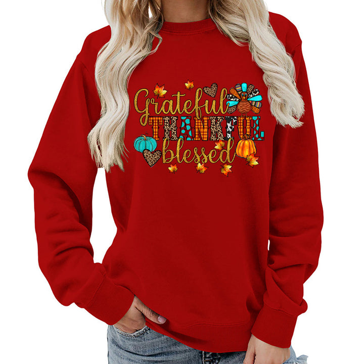 Kvinna sweatshirt med höst tack motiv Mirla-Eva Jonsson