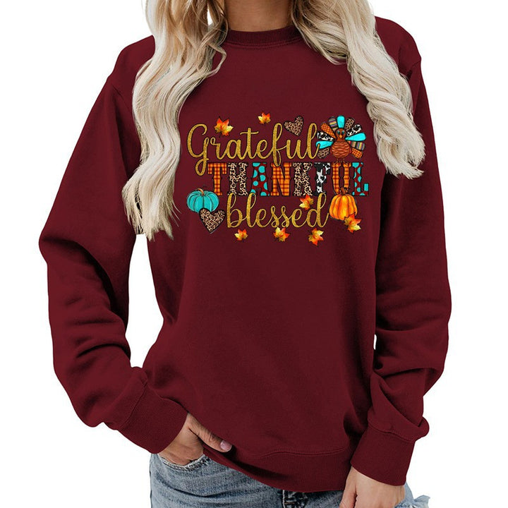 Kvinna sweatshirt med höst tack motiv Mirla-Eva Jonsson