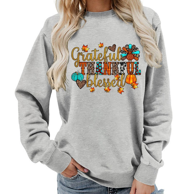 Kvinna sweatshirt med höst tack motiv Mirla-Eva Jonsson