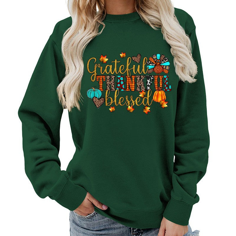 Kvinna sweatshirt med höst tack motiv Mirla-Eva Jonsson