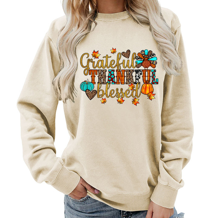 Kvinna sweatshirt med höst tack motiv Mirla-Eva Jonsson
