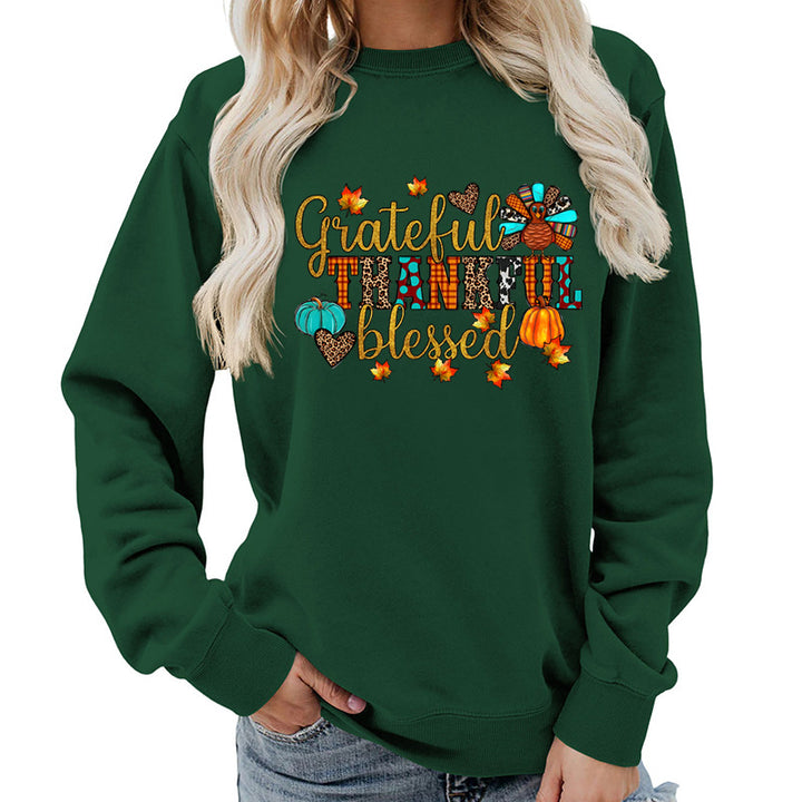 Kvinna sweatshirt med höst tack motiv Mirla-Eva Jonsson