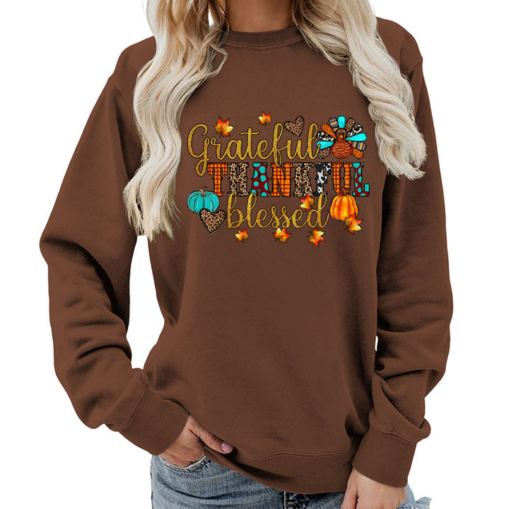 Kvinna sweatshirt med höst tack motiv Mirla-Eva Jonsson