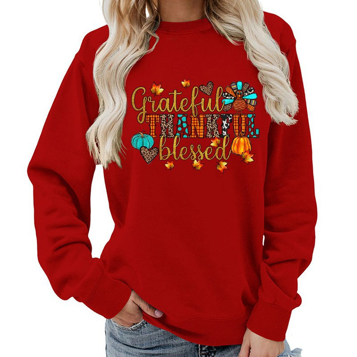 Kvinna sweatshirt med höst tack motiv Mirla-Eva Jonsson