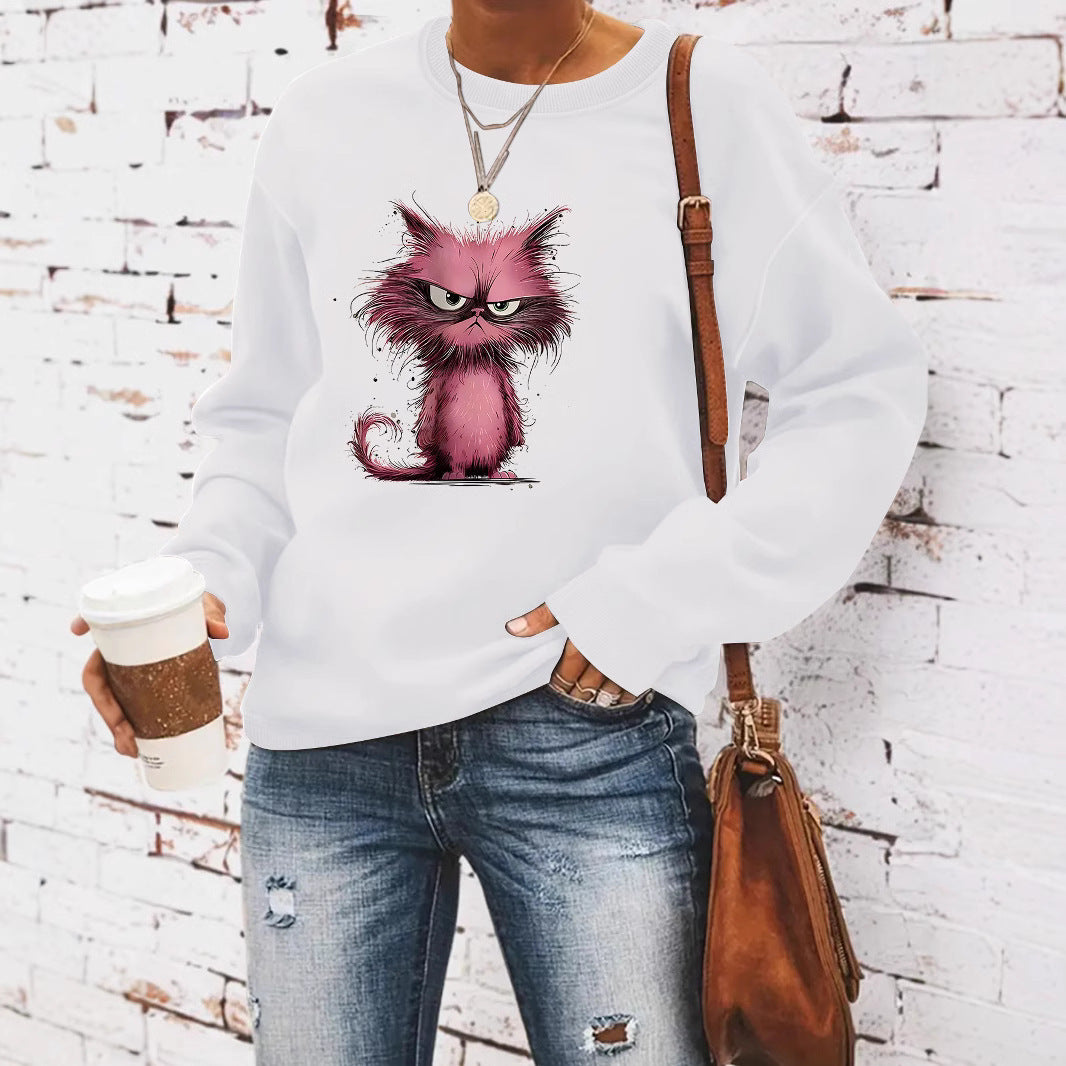 Kvinna sweatshirt med kreativ kattmotiv Mirla-Eva Jonsson