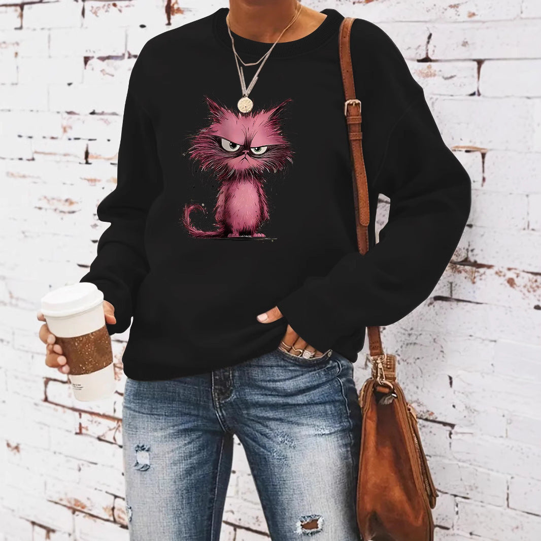 Kvinna sweatshirt med kreativ kattmotiv Mirla-Eva Jonsson