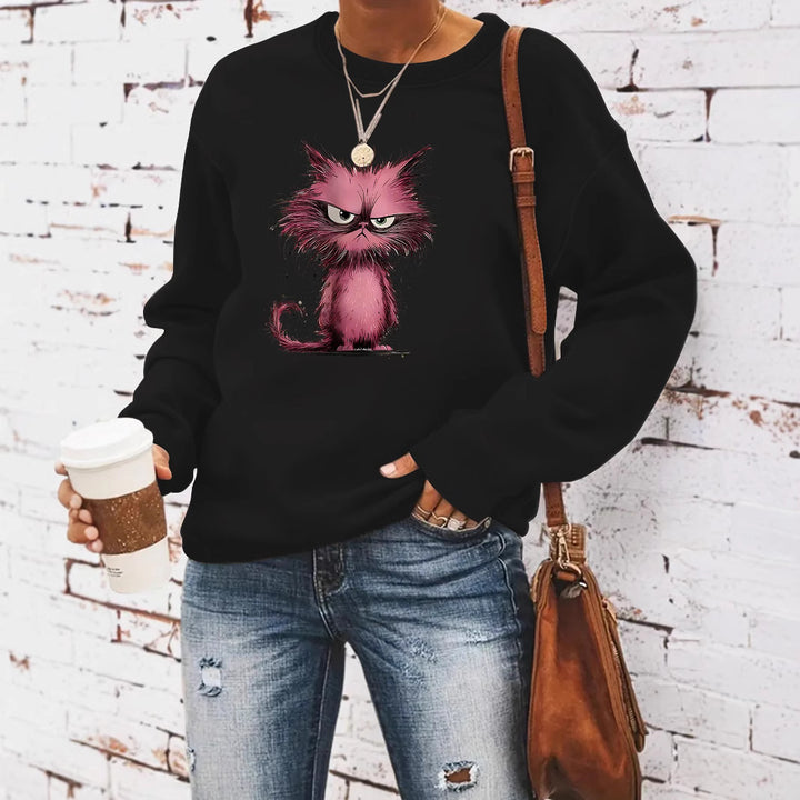 Kvinna sweatshirt med kreativ kattmotiv Mirla-Eva Jonsson