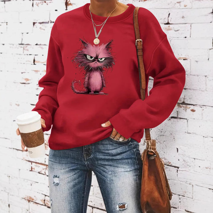 Kvinna sweatshirt med kreativ kattmotiv Mirla-Eva Jonsson