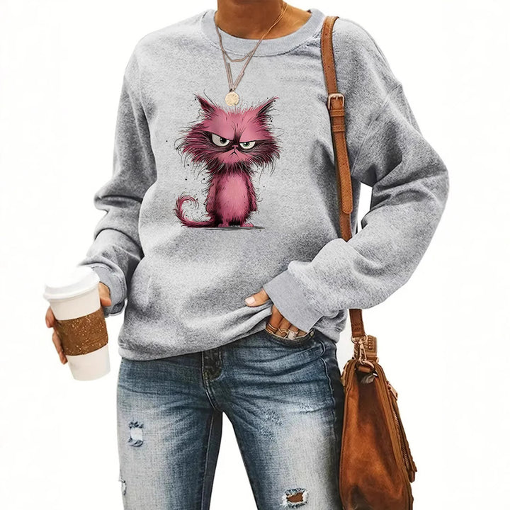 Kvinna sweatshirt med kreativ kattmotiv Mirla-Eva Jonsson