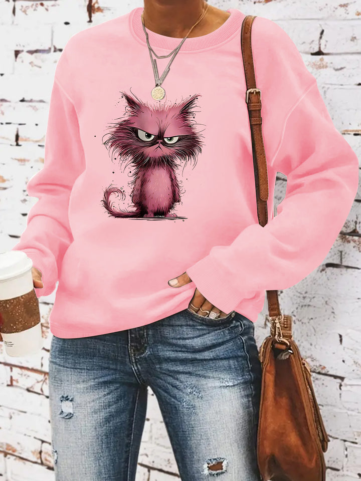 Kvinna sweatshirt med kreativ kattmotiv Mirla-Eva Jonsson