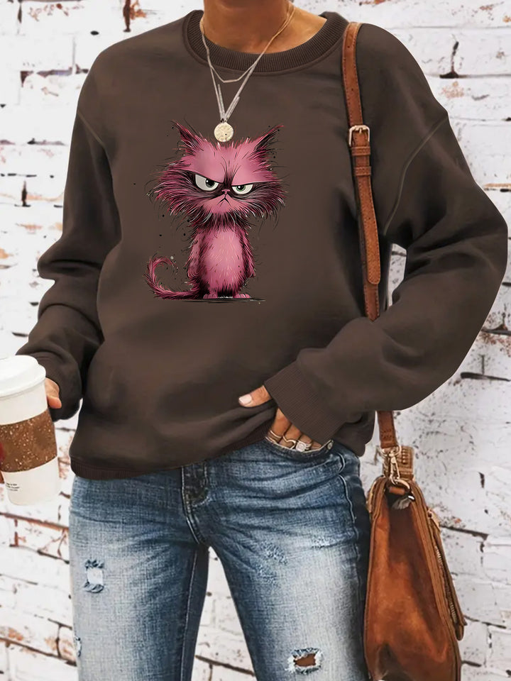 Kvinna sweatshirt med kreativ kattmotiv Mirla-Eva Jonsson