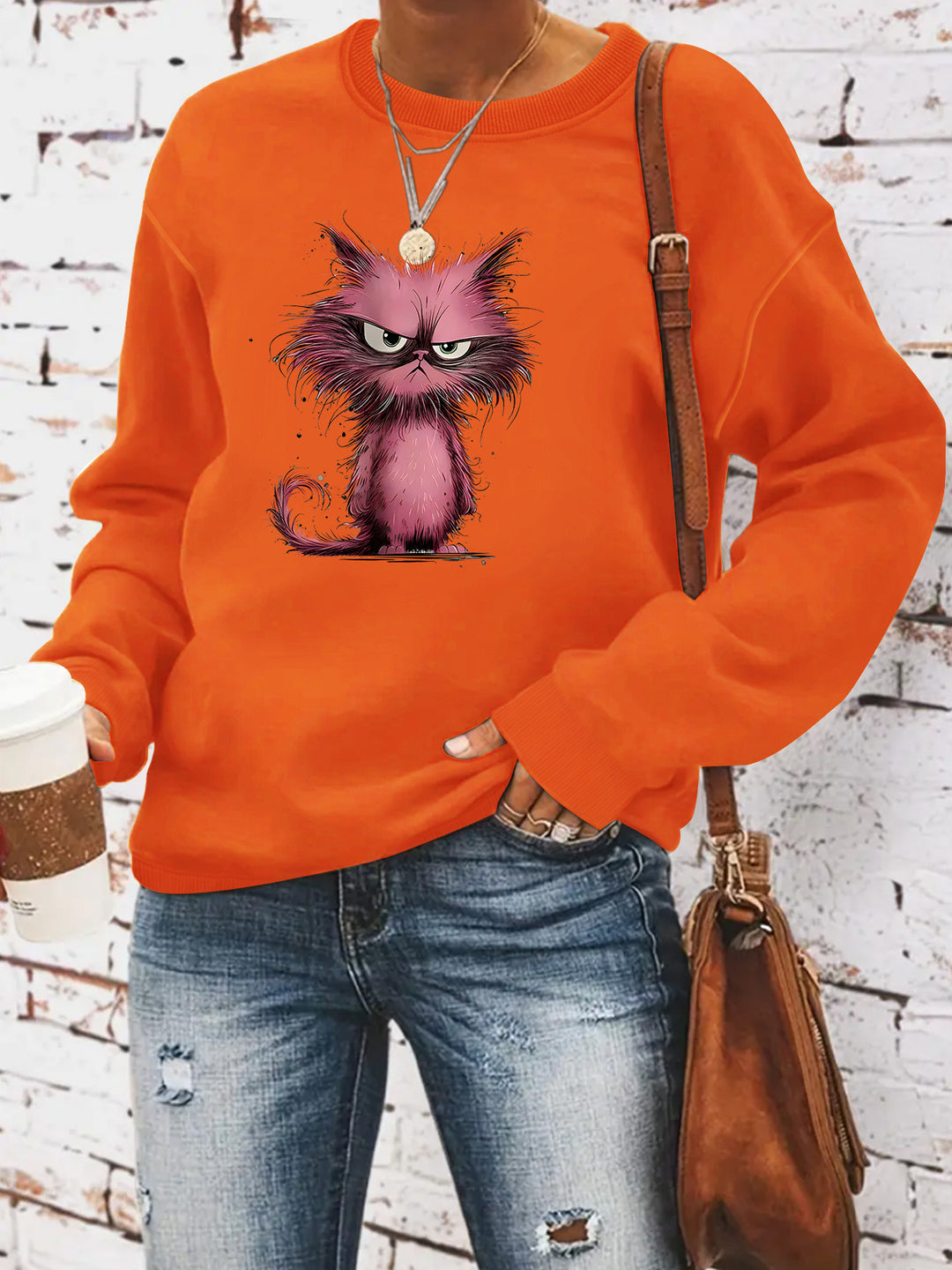 Kvinna sweatshirt med kreativ kattmotiv Mirla-Eva Jonsson