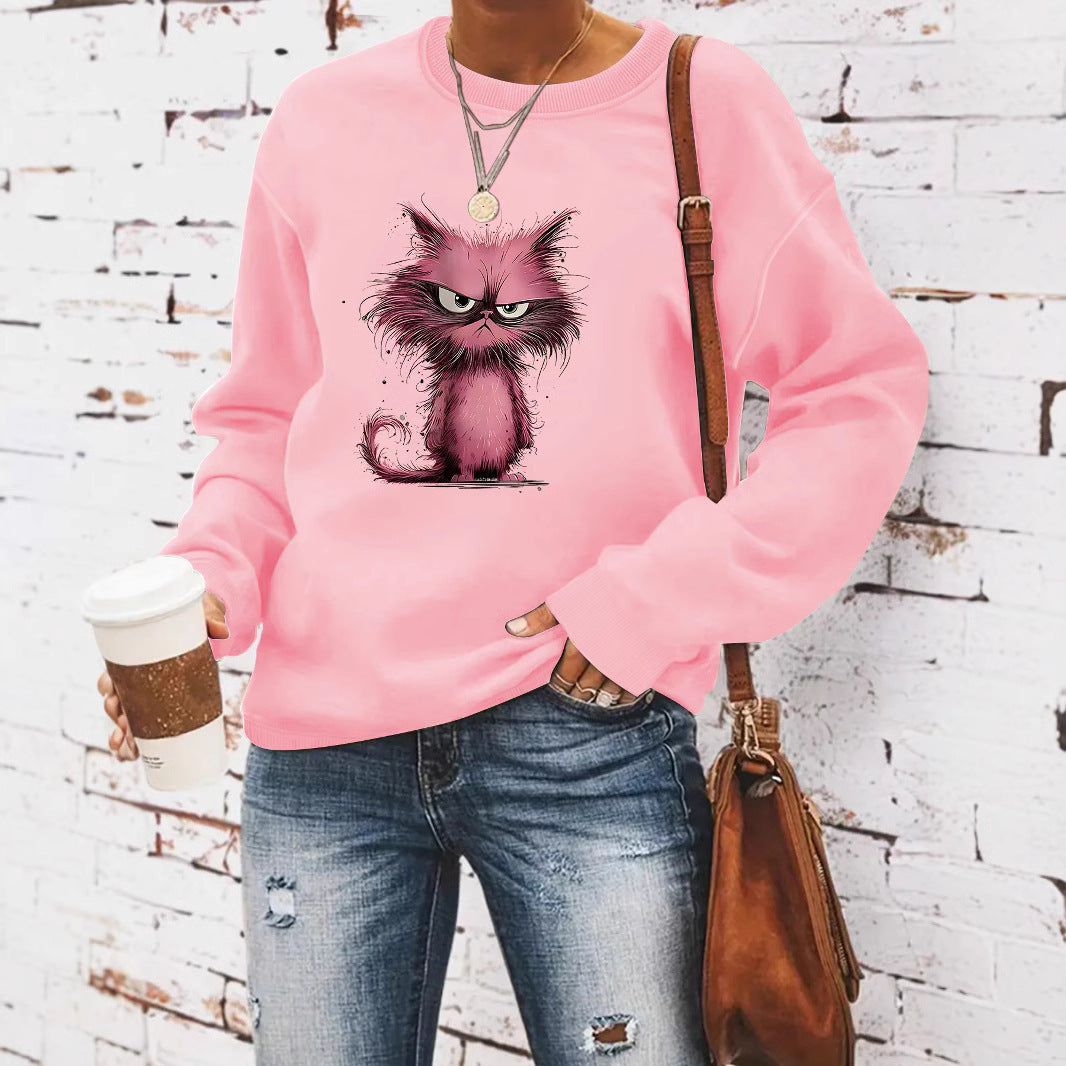 Kvinna sweatshirt med kreativ kattmotiv Mirla-Eva Jonsson